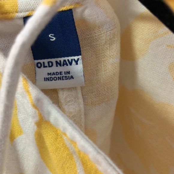 Yellow Floral Linen blend Mini Dress Beach Dress SzS - Picture 6 of 7